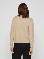 VILA Natural Long Sleeve Cropped Lightweight Cardigan - Image 2 of 6