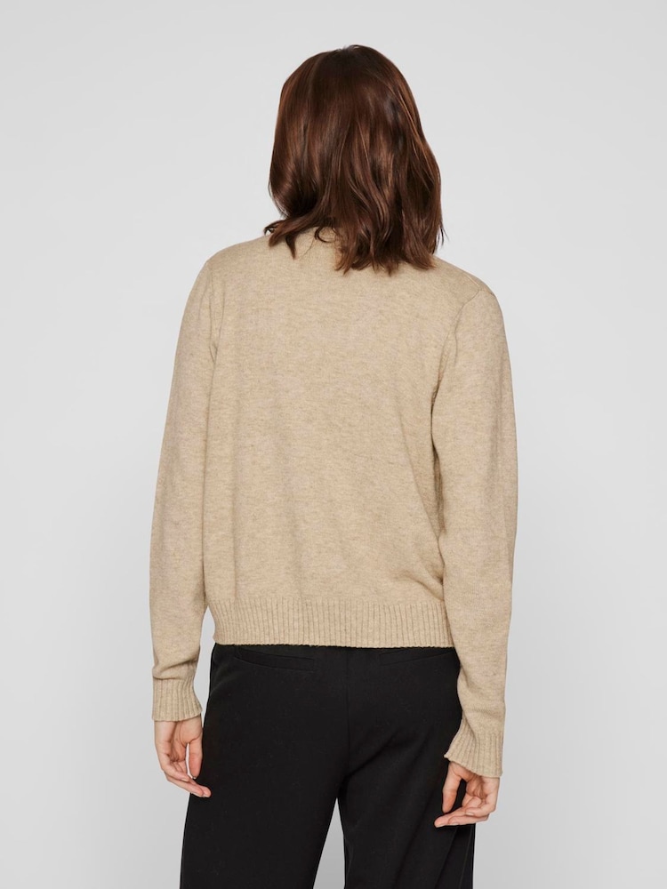 VILA Natural Long Sleeve Cropped Lightweight Cardigan - Image 2 of 6