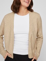 VILA Natural Long Sleeve Cropped Lightweight Cardigan - Image 4 of 6