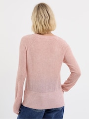 JD Williams Pink Sheer V-Neck Jumper - Image 2 of 4