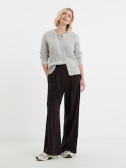 JD Williams Grey Cable Crew Neck Bomber Jacket - Image 1 of 4