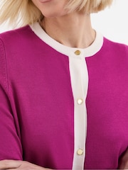JD Williams Pink Contrast Tipping Crew Neck Cardigan - Image 4 of 4
