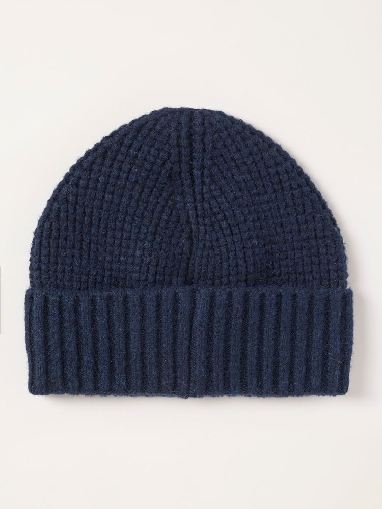 FatFace Navy Waffle Beanie - Image 2 of 3 FatFace Navy Waffle Beanie - Image 2 of 3