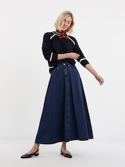 JD Williams Blue Contrast Crew Neck Knitted Jumper - Image 3 of 4