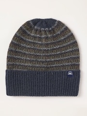 FatFace Leo Navy Stripe Beanie - Image 1 of 3