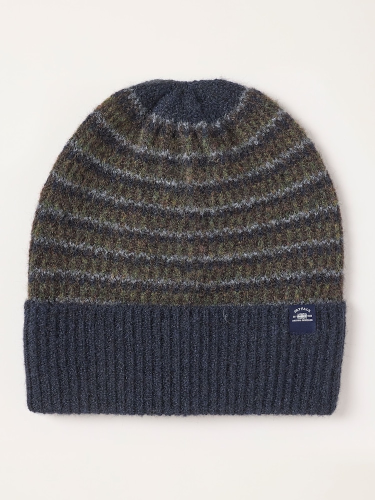 FatFace Leo Navy Stripe Beanie - Image 1 of 3 FatFace Leo Navy Stripe Beanie - Image 1 of 3