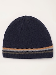 FatFace Luca Navy Waffle Beanie - Image 2 of 3