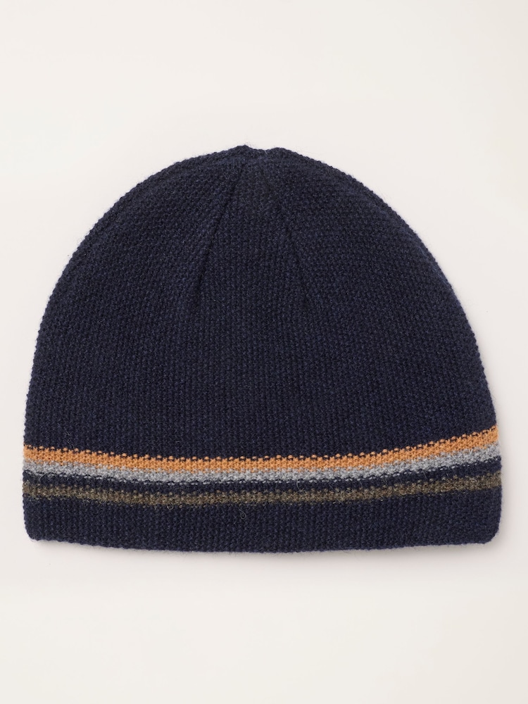 FatFace Luca Navy Waffle Beanie - Image 2 of 3 FatFace Luca Navy Waffle Beanie - Image 2 of 3