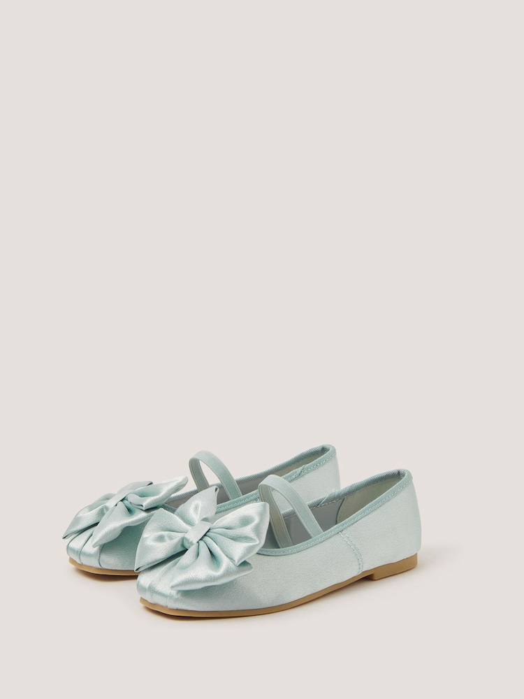 Monsoon Green Bow Satin Ballet Flats - Image 2 of 3