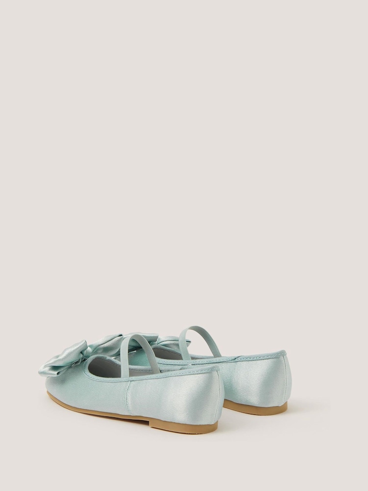 Monsoon Green Bow Satin Ballet Flats - Image 3 of 3