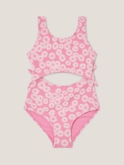 Monsoon Pink Floral Jacquard Cut-Out Swimsuit - Image 1 of 3