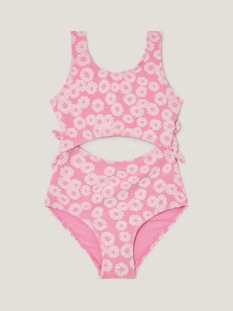 Monsoon Pink Floral Jacquard Cut-Out Swimsuit - Image 1 of 3