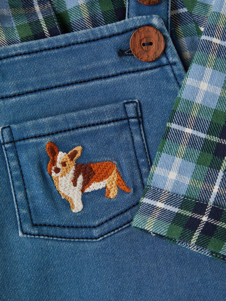 Monsoon Blue Baby Digby Denim Dungaree & Shirt Set - Image 3 of 3