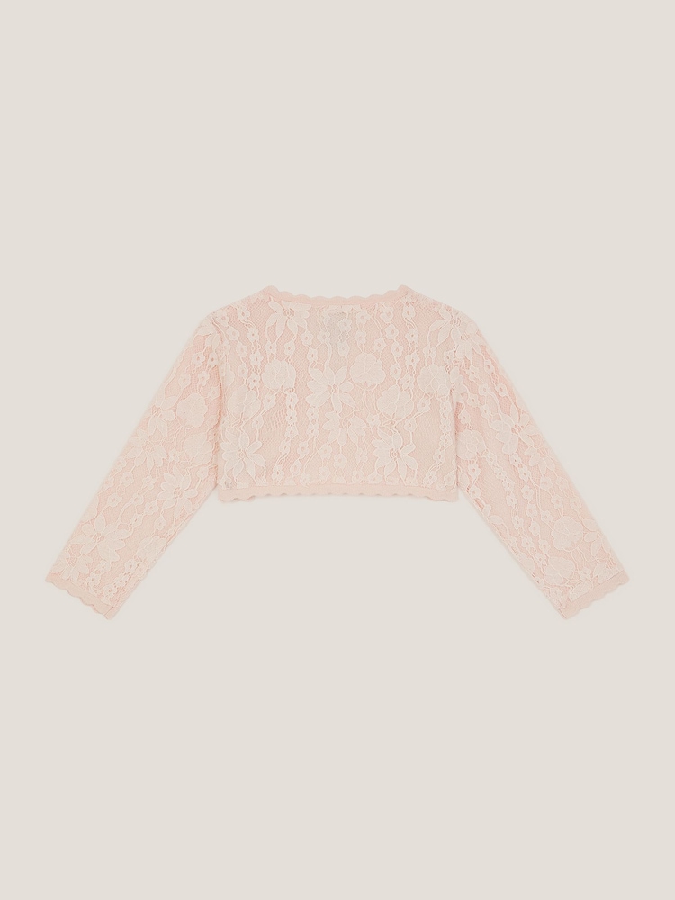 Monsoon Pink Baby Emilia Lace Scallop Cardigan - Image 2 of 3