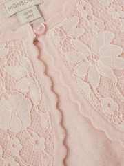 Monsoon Pink Baby Emilia Lace Scallop Cardigan - Image 3 of 3