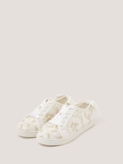 Monsoon White Floral Embroidered Trainers - Image 1 of 2