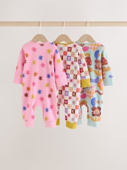 Bright Star Two Way Zip Baby Sleepsuits 3 Pack (0mths-3yrs) - Image 6 of 9