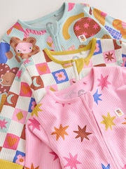 Bright Star Two Way Zip Baby Sleepsuits 3 Pack (0mths-3yrs) - Image 7 of 9