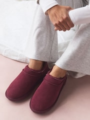 Burgundy Red Suede Mini Boot Slippers - Image 3 of 9