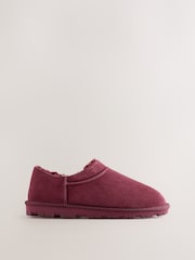 Burgundy Red Suede Mini Boot Slippers - Image 4 of 9
