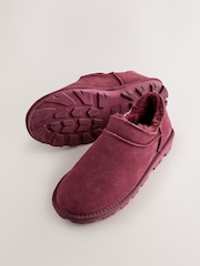 Burgundy Red Suede Mini Boot Slippers - Image 5 of 9