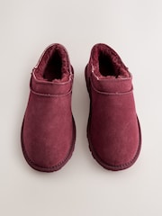 Burgundy Red Suede Mini Boot Slippers - Image 6 of 9