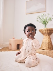 Brown Ditsy Floral 3 Pack Two Way Zip Baby Sleepsuit (0-3yrs) - Image 4 of 16