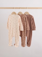 Brown Ditsy Floral 3 Pack Two Way Zip Baby Sleepsuit (0-3yrs) - Image 5 of 16