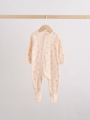 Brown Ditsy Floral 3 Pack Two Way Zip Baby Sleepsuit (0-3yrs) - Image 6 of 16