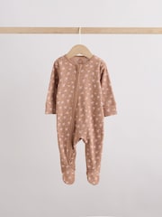 Brown Ditsy Floral 3 Pack Two Way Zip Baby Sleepsuit (0-3yrs) - Image 7 of 16
