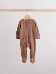 Brown Ditsy Floral 3 Pack Two Way Zip Baby Sleepsuit (0-3yrs) - Image 8 of 16