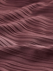 self. Chocolate Brown Textured Strap Swimsuit - Image 8 of 9