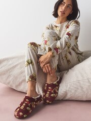 Burgundy Red Dogs Plush Mule Printed Slippers - Image 3 of 9