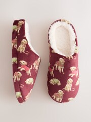 Burgundy Red Dogs Plush Mule Printed Slippers - Image 4 of 9