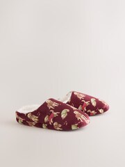 Burgundy Red Dogs Plush Mule Printed Slippers - Image 5 of 9