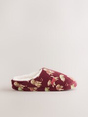 Burgundy Red Dogs Plush Mule Printed Slippers - Image 6 of 9