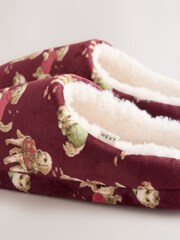 Burgundy Red Dogs Plush Mule Printed Slippers - Image 7 of 9