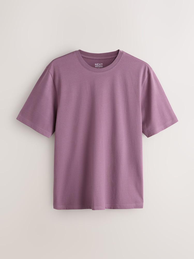 White/Olive/Green/Stone/Purple/Yellow Regular Fit Essential Cotton T-Shirts 6 Pack - Image 2 of 17