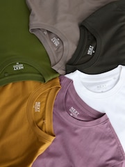 White/Olive/Green/Stone/Purple/Yellow Regular Fit Essential Cotton T-Shirts 6 Pack - Image 8 of 17