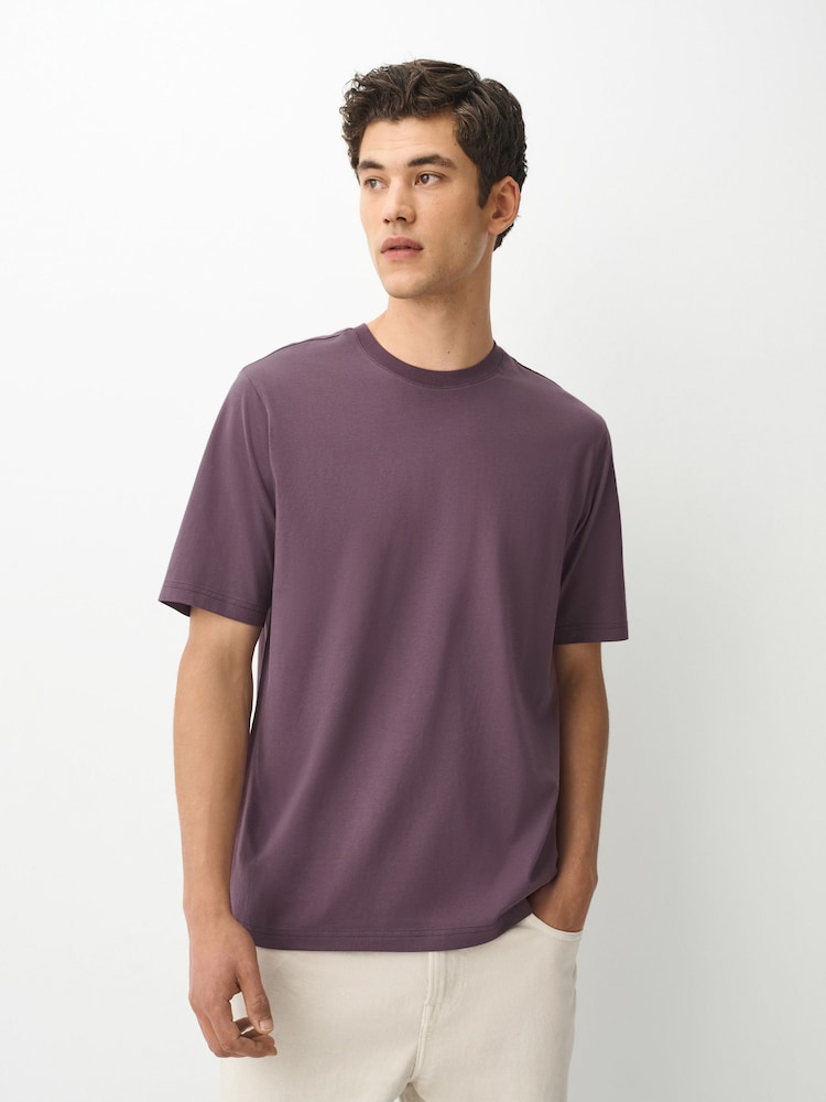 Purple Grape Regular Fit Essential Crew Neck Cotton T-Shirt - Image 1 of 8 Purple Grape Regular Fit Essential Crew Neck Cotton T-Shirt - Image 1 of 8