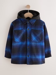 Cobalt Blue Check Borg Lined Hooded Shacket (3-16yrs) - Image 1 of 5