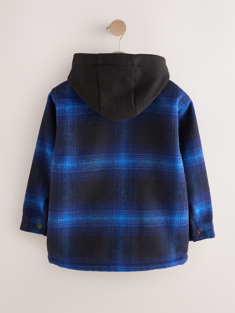 Cobalt Blue Check Borg Lined Hooded Shacket (3-16yrs) - Image 2 of 5