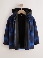 Cobalt Blue Check Borg Lined Hooded Shacket (3-16yrs) - Image 3 of 5