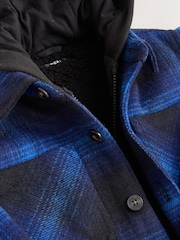 Cobalt Blue Check Borg Lined Hooded Shacket (3-16yrs) - Image 5 of 5