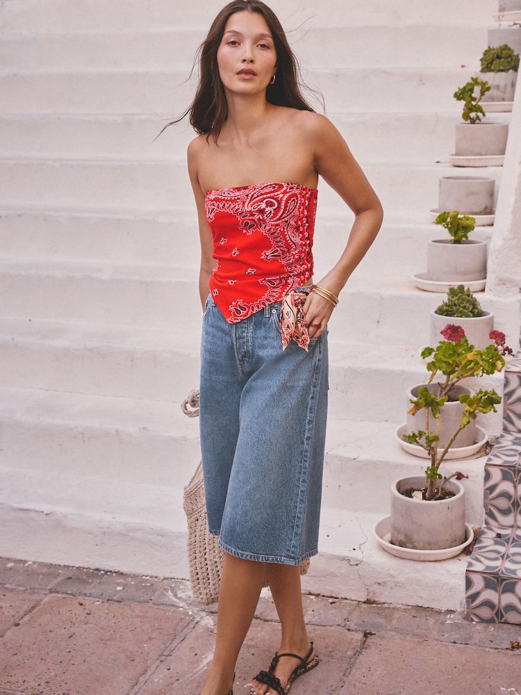 Light Blue Bermuda Denim Jort Shorts - Image 1 of 10