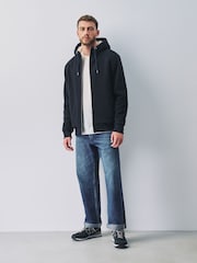 Navy Blue Textured Borg Lined Zip Through Hoodie - Image 2 of 7
