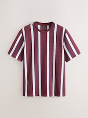 Burgundy Red Smart Vertical Stripe T-Shirt - Image 5 of 7