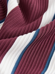 Burgundy Red Smart Vertical Stripe T-Shirt - Image 6 of 7