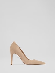 LK Bennett Natural New Fern Suede Pointed Toe Courts - Image 1 of 2