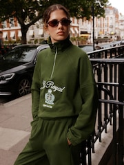 Khaki Green Quarter Zip Sweatshirt - Image 1 of 7